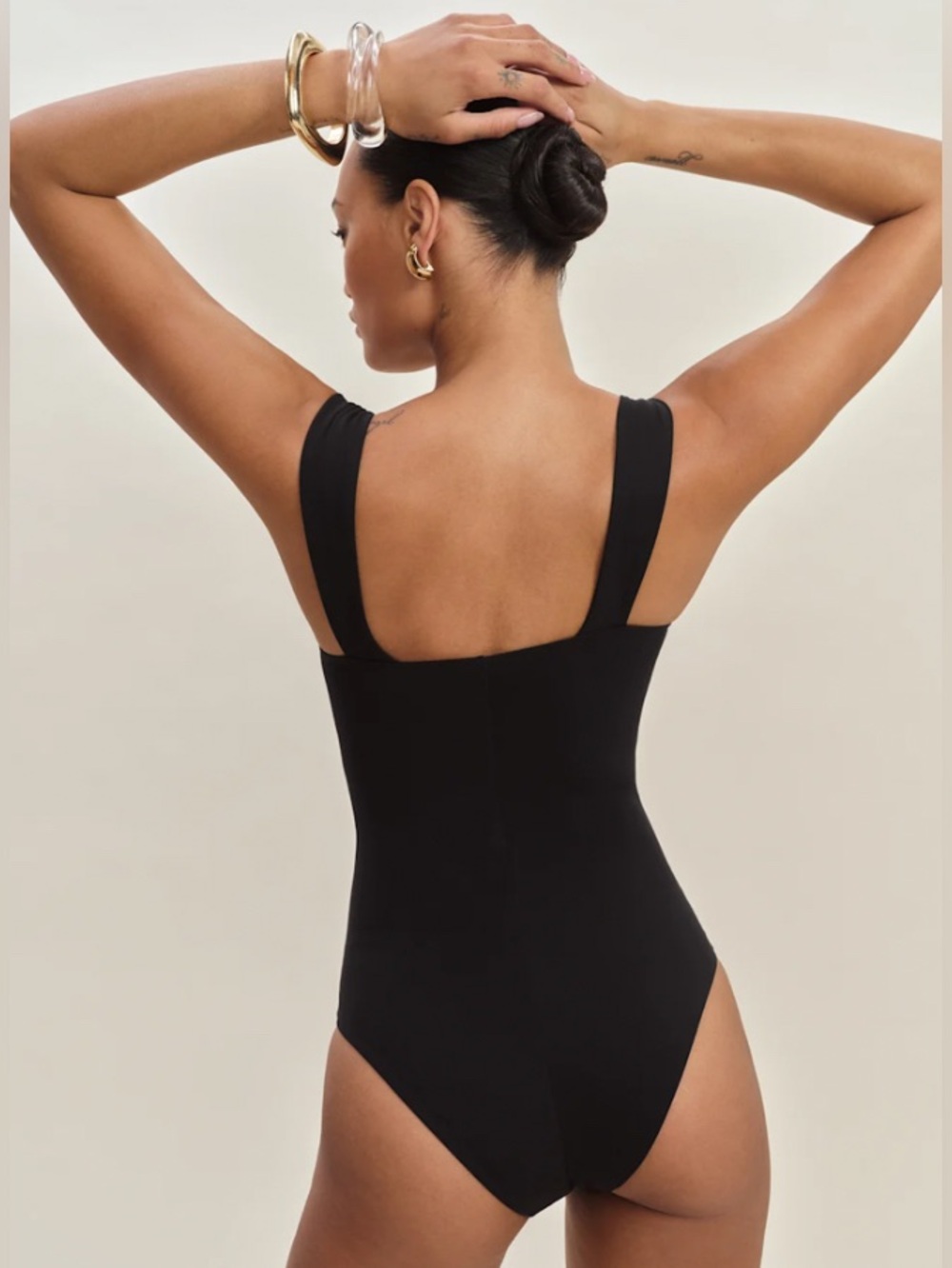 NWT Reformation Valera Black One-Piece Swimsuit with Pearl Accent - Picture 4 of 11